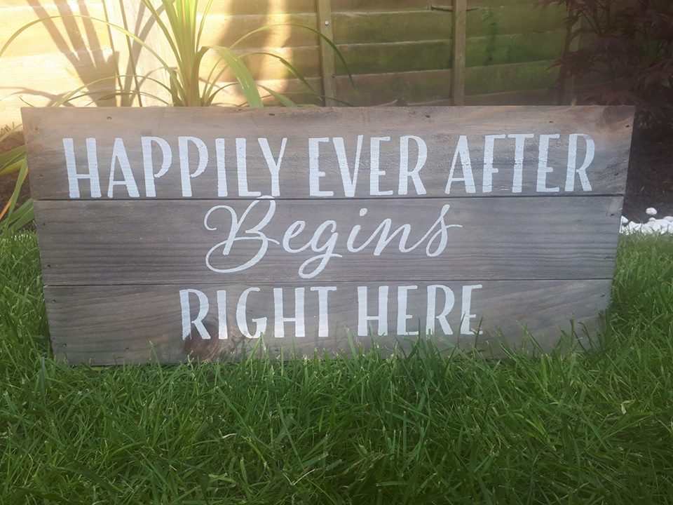 happily ever after wooden sign